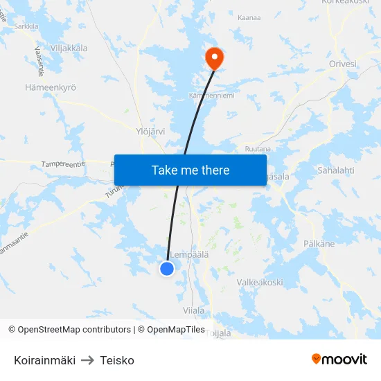 Koirainmäki to Teisko map