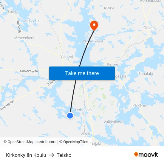 Kirkonkylän Koulu to Teisko map