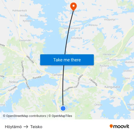 Höytämö to Teisko map