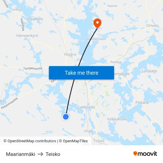 Maarianmäki to Teisko map