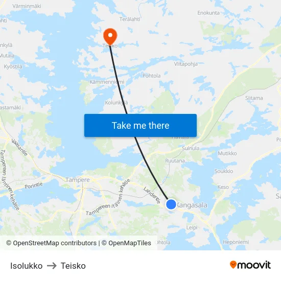 Isolukko to Teisko map