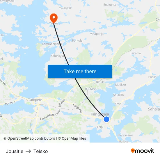 Jousitie to Teisko map