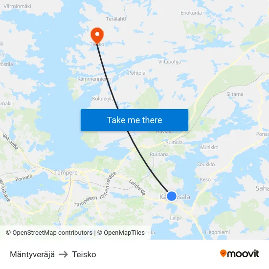 Mäntyveräjä to Teisko map