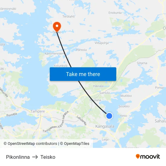 Pikonlinna to Teisko map