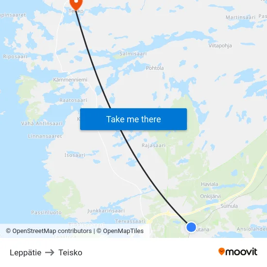 Leppätie to Teisko map