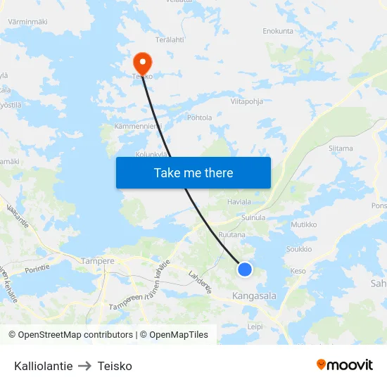 Kalliolantie to Teisko map