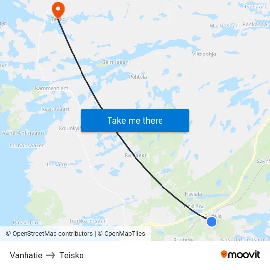 Vanhatie to Teisko map