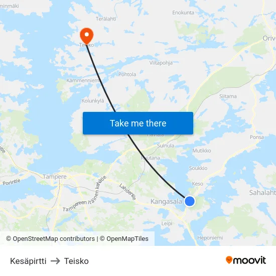 Kesäpirtti to Teisko map