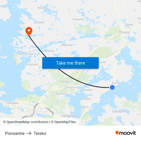 Ponsantie to Teisko map