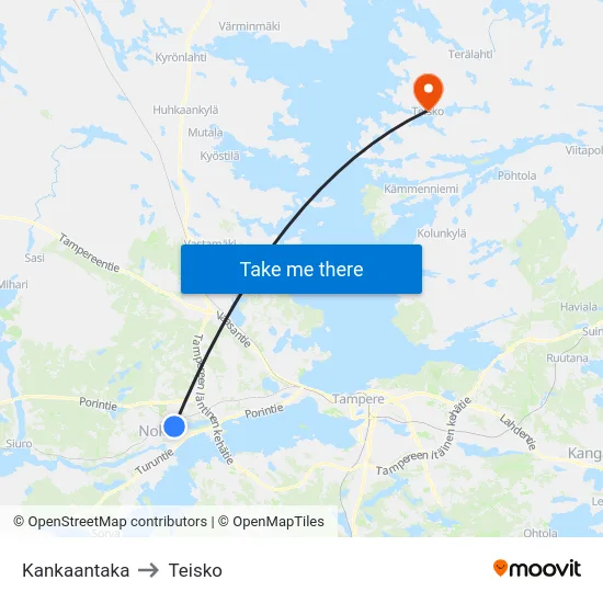 Kankaantaka to Teisko map