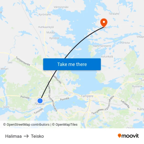 Halimaa to Teisko map