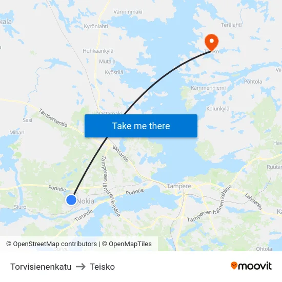 Torvisienenkatu to Teisko map