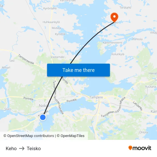 Keho to Teisko map