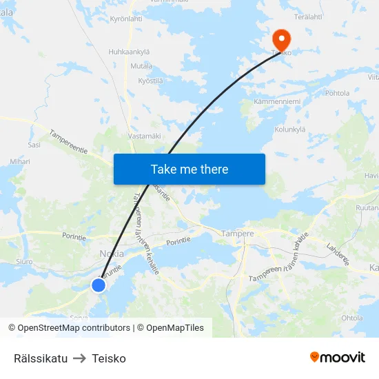 Rälssikatu to Teisko map