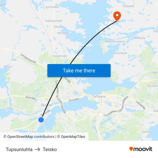 Tupsunluhta to Teisko map