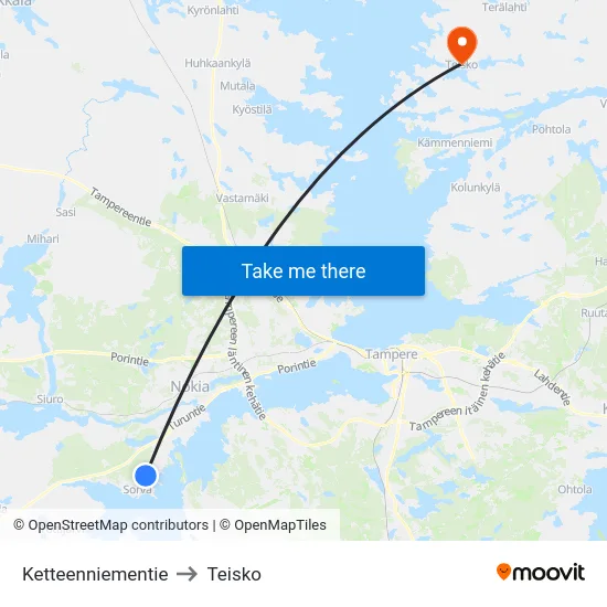 Ketteenniementie to Teisko map
