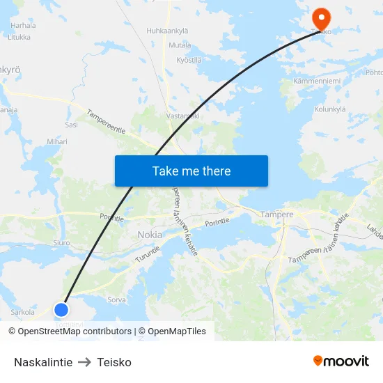 Naskalintie to Teisko map