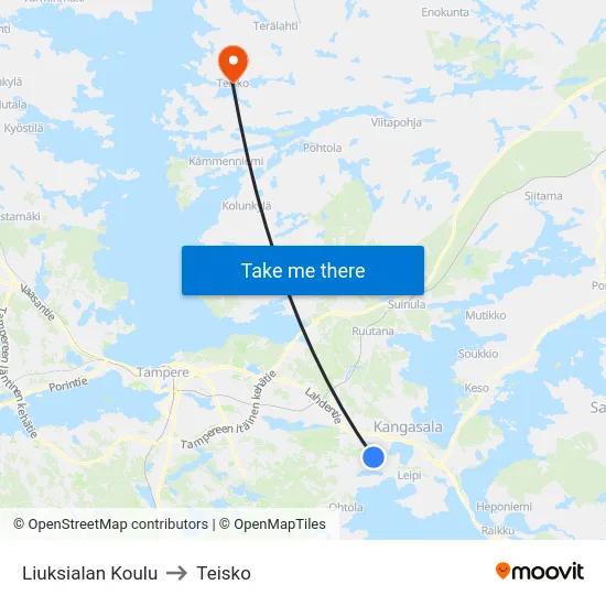 Liuksialan Koulu to Teisko map