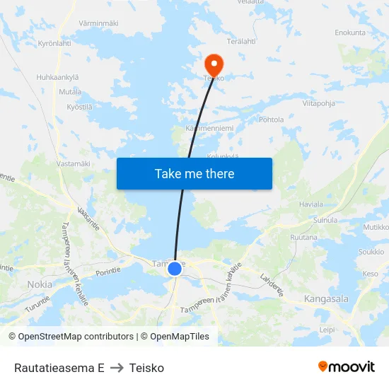 Rautatieasema E to Teisko map