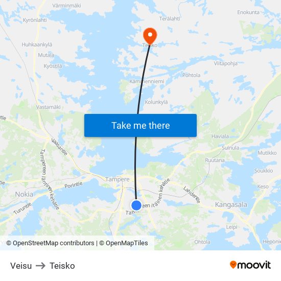 Veisu to Teisko map