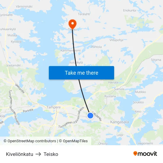 Kiveliönkatu to Teisko map