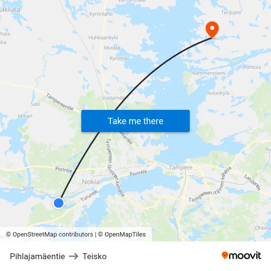 Pihlajamäentie to Teisko map
