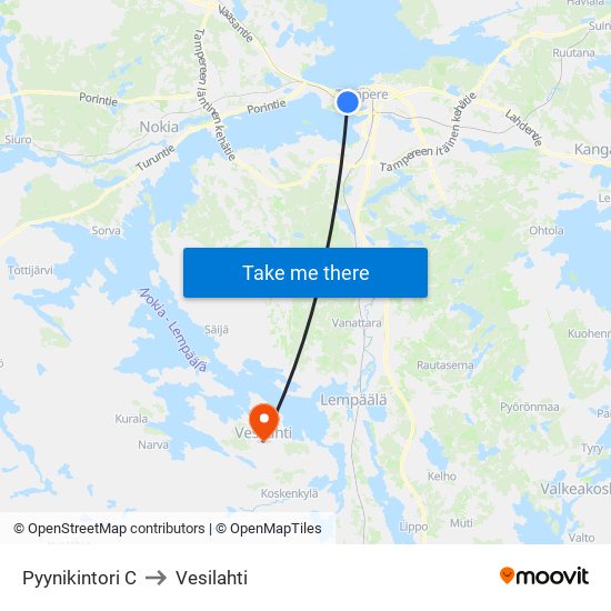 Pyynikintori C to Vesilahti map