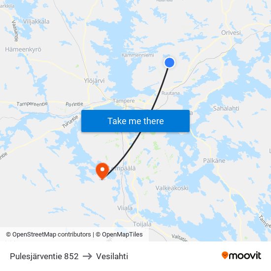 Pulesjärventie 852 to Vesilahti map