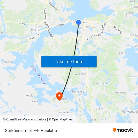 Särkänniemi E to Vesilahti map