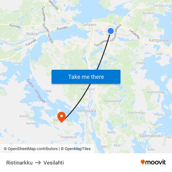 Ristinarkuntie to Vesilahti map