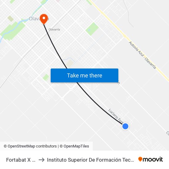 Fortabat X 189 to Instituto Superior De Formación Tecnica 130 map