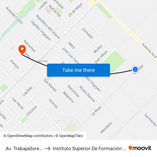 Av. Trabajadores 5368 to Instituto Superior De Formación Tecnica 130 map