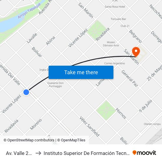 Av. Valle 2704 to Instituto Superior De Formación Tecnica 130 map