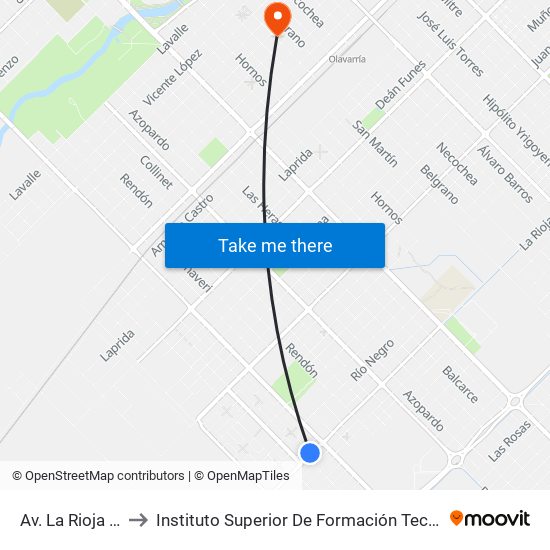 Av. La Rioja 718 to Instituto Superior De Formación Tecnica 130 map
