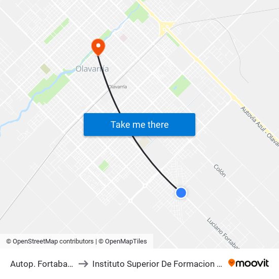 Autop. Fortabat 7193 to Instituto Superior De Formacion Docente 47 map