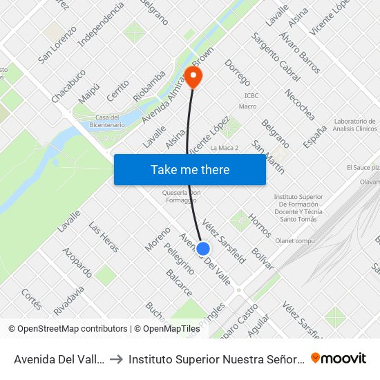 Avenida Del Valle, 3131 to Instituto Superior Nuestra Señora Del Rosario map