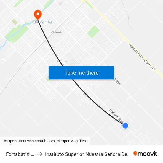Fortabat X 189 to Instituto Superior Nuestra Señora Del Rosario map