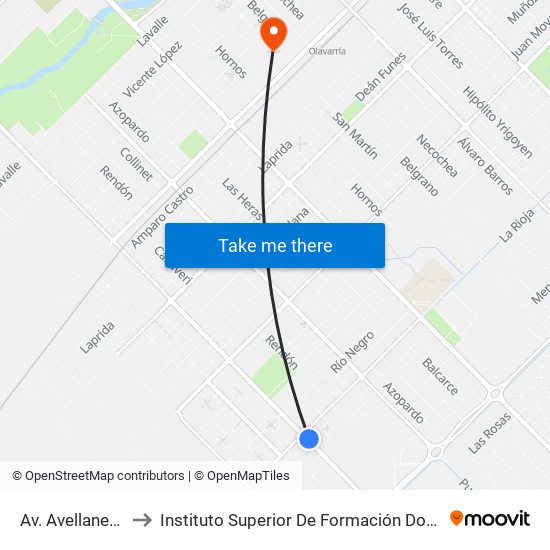 Av. Avellaneda X Lamas to Instituto Superior De Formación Docente Y Técnia Santo Tomás map