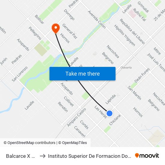 Balcarce X Av. Urquiza to Instituto Superior De Formacion Docente Nº22adolfo Alsina map