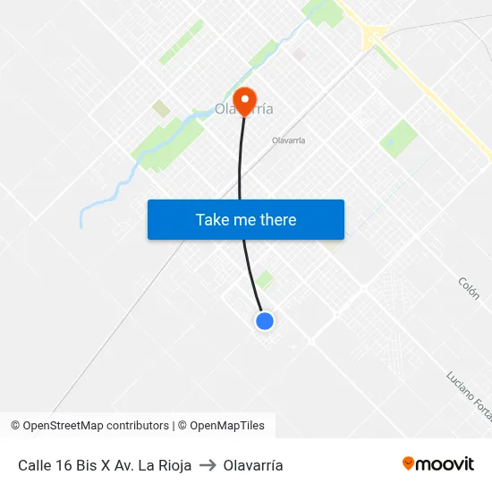 Calle 16 Bis X Av. La Rioja to Olavarría map