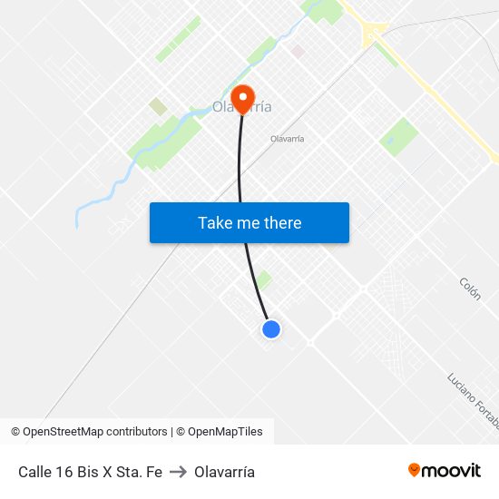 Calle 16 Bis X Sta. Fe to Olavarría map