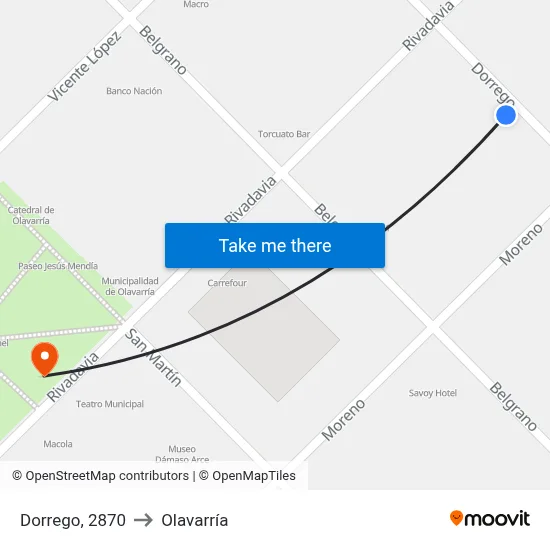 Dorrego, 2870 to Olavarría map