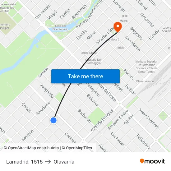 Lamadrid, 1515 to Olavarría map