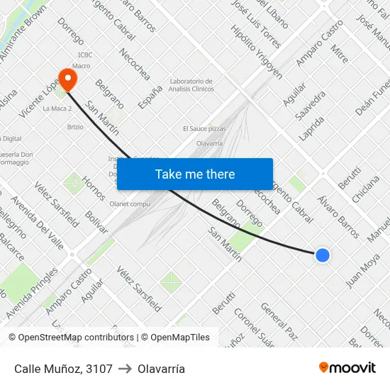 Calle Muñoz, 3107 to Olavarría map