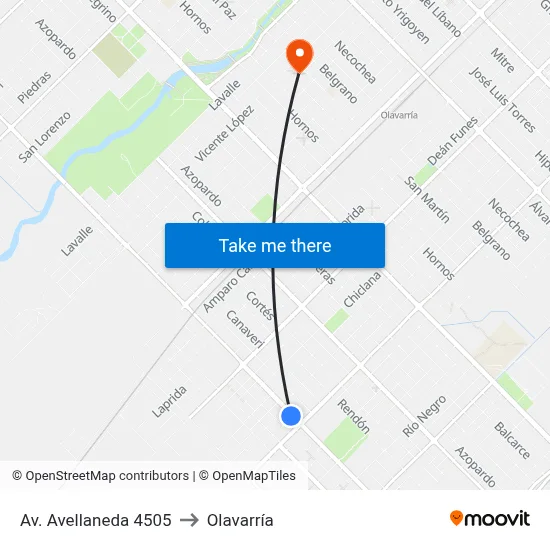Av. Avellaneda 4505 to Olavarría map