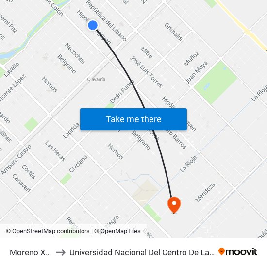 Moreno X Yrigoyen to Universidad Nacional Del Centro De La Provincia De Buenos Aires map