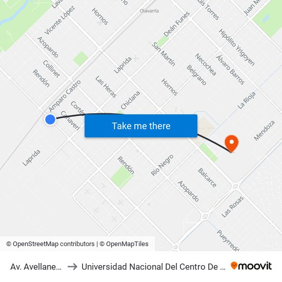 Av. Avellaneda X Aguilar to Universidad Nacional Del Centro De La Provincia De Buenos Aires map