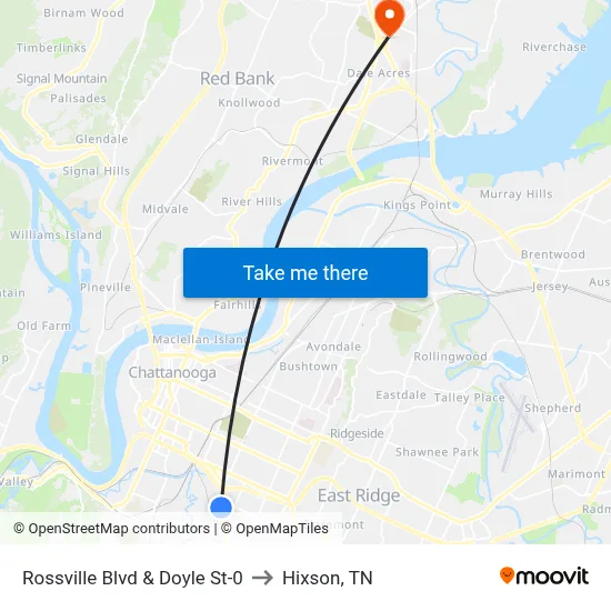 Rossville Blvd & Doyle St-0 to Hixson, TN map