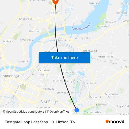 Eastgate Loop Last Stop to Hixson, TN map