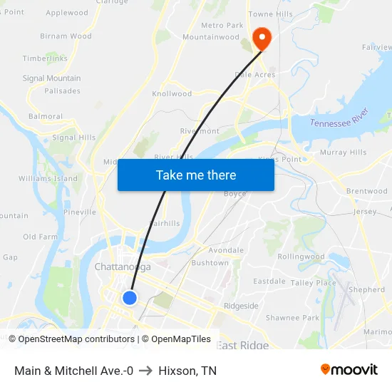 Main & Mitchell Ave.-0 to Hixson, TN map